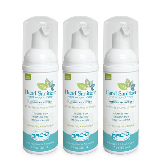 BAC-D® 1.7oz Foaming Alcohol Free Hand Sanitizers and Wound Care - 3 Pack