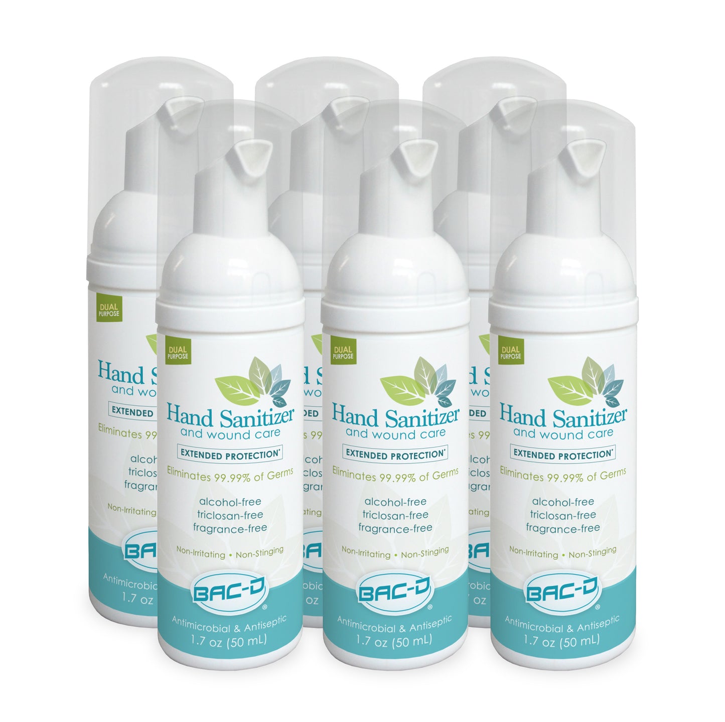 BAC-D® 1.7oz Foaming Alcohol Free Hand Sanitizers and Wound Care - 6 Pack