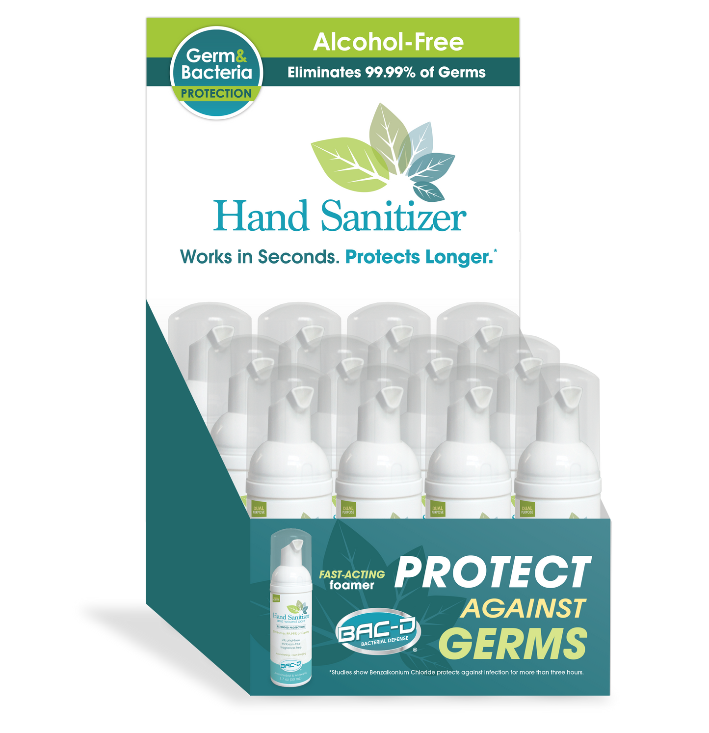 BAC-D® 1.7oz Foaming Alcohol Free Hand Sanitizers and Wound Care - 12 Pack