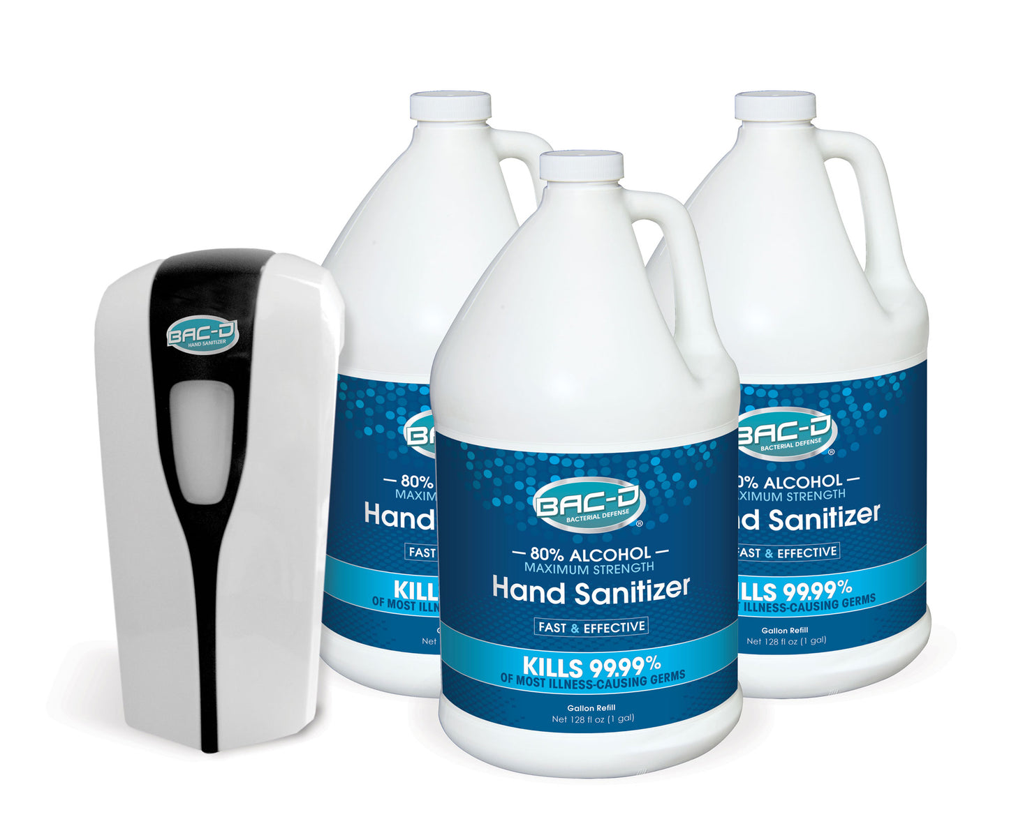 NEW!  BAC-D® ALCOHOL BAC-D® Wall Mount Starter Pack - 1 Wall Mount & 3 One Gallon Alcohol Refills