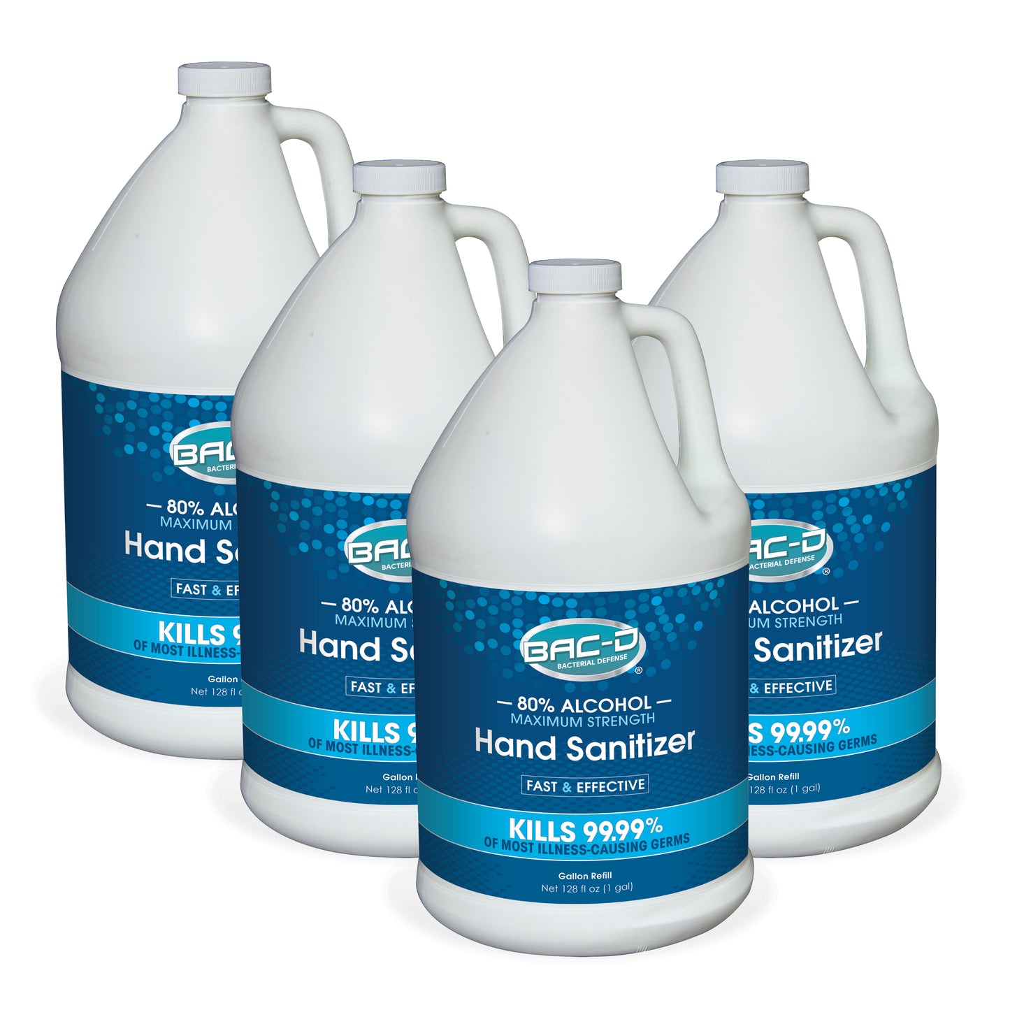 NEW!  BAC-D® ALCOHOL Hand Sanitizer - One Gallon Refill Pack of 4