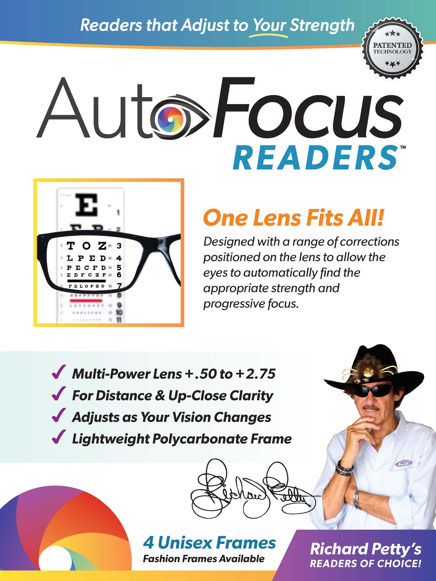 Auto Focus Readers ~ Aviator /  Gold